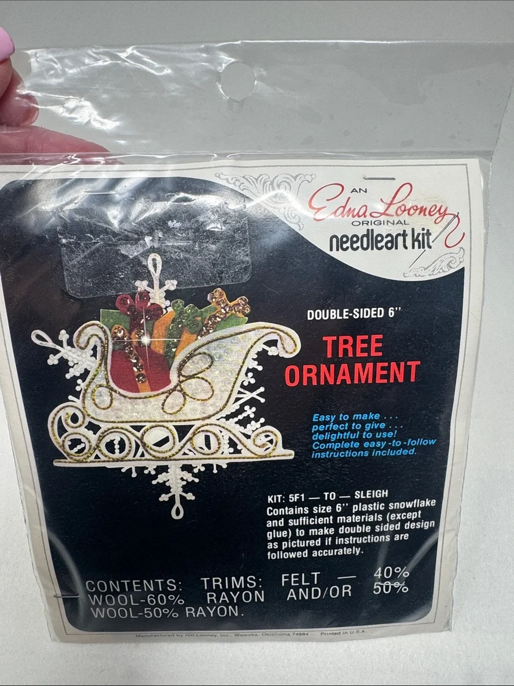 VINTAGE EDNA LOONEY CHRISTMAS CRAFT KIT ORNAMENT 6